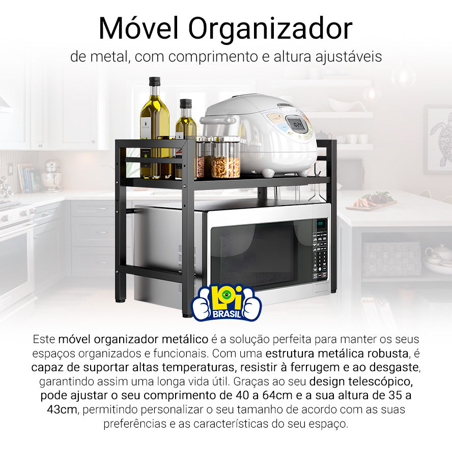 Rack Metálico Multiuso Decoteam Ajustável Para Microondas Rack Metálico Multiuso Decoteam Ajustável Para Microondas
